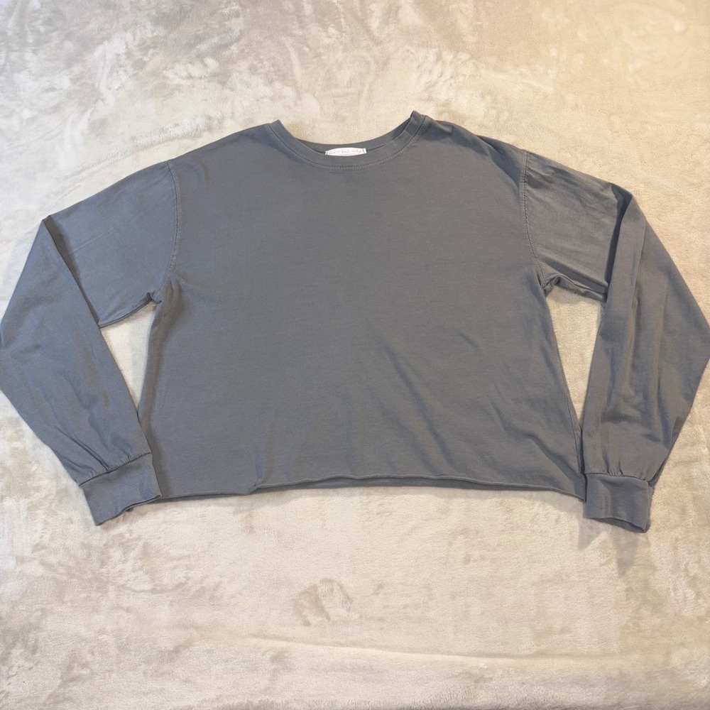 Don't Ask Why Gray Long Sleeve Crop Top One Size Made In Italy Cotton